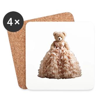 Teddy bear in wedding dress - Coasters (set of 4) - white - Front