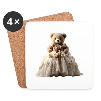 Teddy bear in wedding dress - Coasters (set of 4) - white - Front