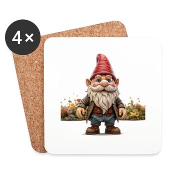 Humor im Garten mit dem Gartenzwerg - Untersetzer (4er-Set) - Weiß - Vorne