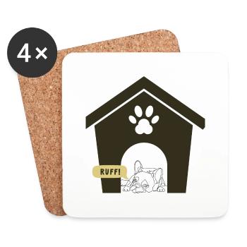 Ruff Day Dog Design - Dessous de verre (lot de 4) - blanc - Devant