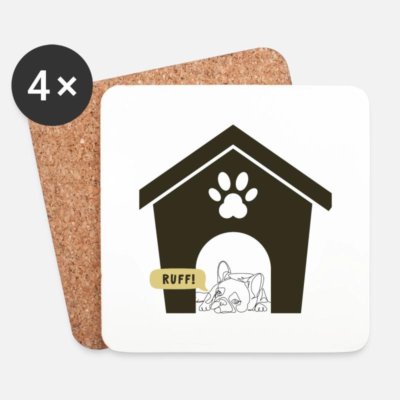 Ruff Day Hundedesign - Untersetzer (4er-Set) - Weiß
