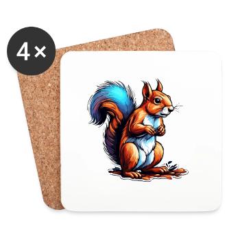 Squirrel / Animal / Rodent / Forest Animal / Comic - Coasters (set of 4) - white - Front