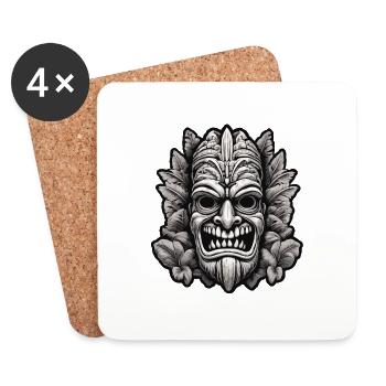 Tiki / Hawaii / Tropisch /Insel / Kultur / Logo - Untersetzer (4er-Set) - Weiß - Vorne