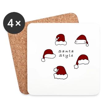 Père Noël style Père Noël chapeau Noël Père - Dessous de verre (lot de 4) - blanc - Devant