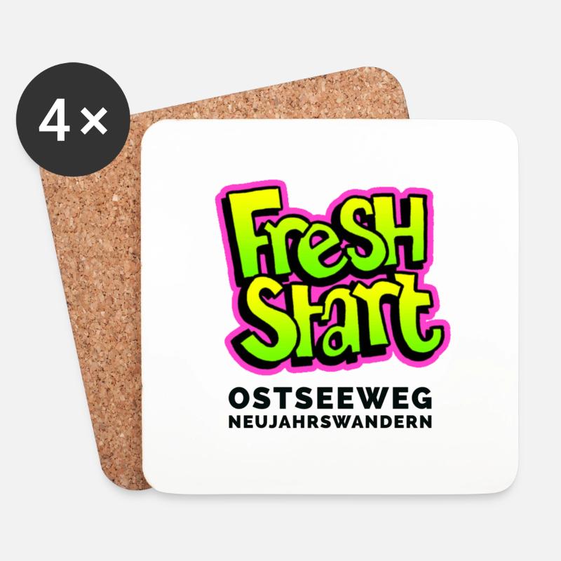 Ostseeweg Neujahrswandern - Untersetzer (4er-Set) - Weiß