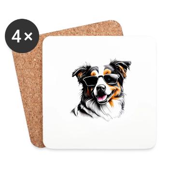 Australischer Schäferhund Hundewelpe Hunde Hund - Untersetzer (4er-Set) - Weiß - Vorne