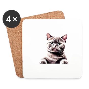 British Shorthair Cat Baby Cat Cat Male Cats - Coasters (set of 4) - white - Front