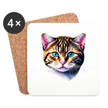 Cat, Siamese cat, kitten, domestic cat, cat owner - Coasters (set of 4) - white - Front