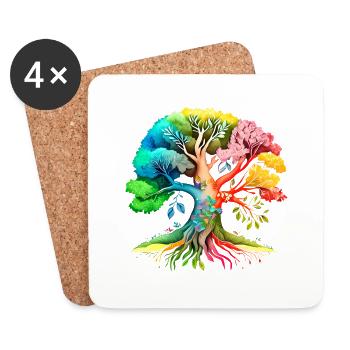 Tree of Life Celtic Tree of Life Meditation - Coasters (set of 4) - white - Front