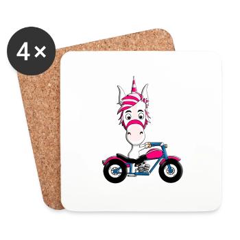 MOTORRAD - BIKER - EINHORN - Untersetzer (4er-Set) - Weiß - Vorne