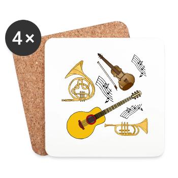 Instruments de musique - Dessous de verre (lot de 4) - blanc - Devant