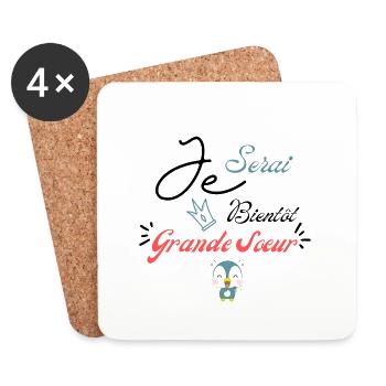 Je serai bientôt grande sœur-annonce grossesse - Dessous de verre (lot de 4) - blanc - Devant