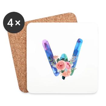 Buchstabe w Aquarell - Untersetzer (4er-Set) - Weiß - Vorne