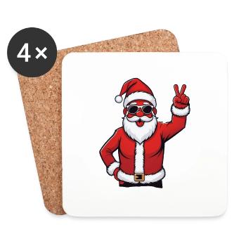Santa with sunglasses - Coasters (set of 4) - white - Front