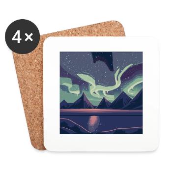 Northern lights in the night sky - Coasters (set of 4) - white - Front