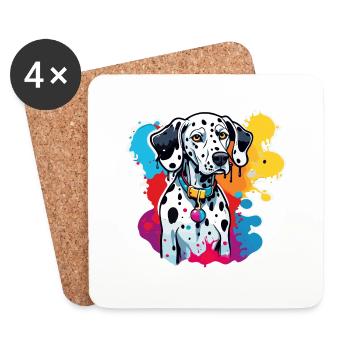 Dalmatiner / Hund / Tier / Haustier / bellen - Untersetzer (4er-Set) - Weiß - Vorne