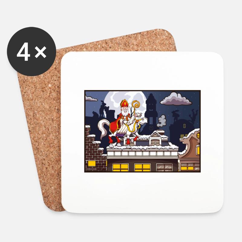 Heiliger Nikolaus am 5. Dezember - Untersetzer (4er-Set) - Weiß