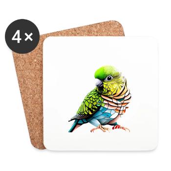 Perruche Bird Propriétaire d’oiseau Calopsitte - Dessous de verre (lot de 4) - blanc - Devant