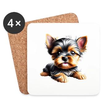 Yorkshire Terrier Puppy Dog Dog Owner - Coasters (set of 4) - white - Front