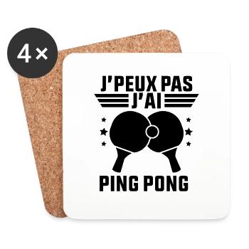 Je Peux Pas J'ai Ping Pong pongiste - Dessous de verre (lot de 4) - blanc - Devant