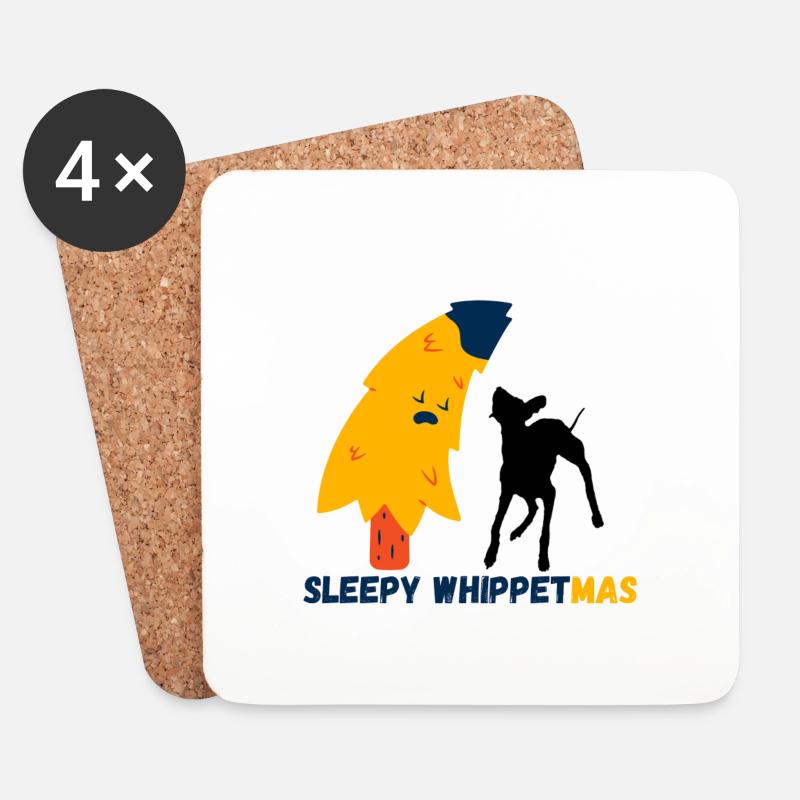 Sleepy Whippetmas - Untersetzer (4er-Set) - Weiß