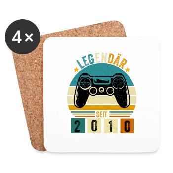 legendär seit 2010 konsole gamer 2010 - Untersetzer (4er-Set) - Weiß - Vorne