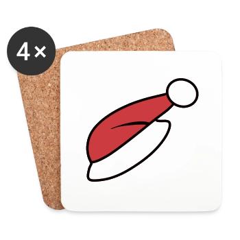 Chapeau de Père Noël Père Noël - Dessous de verre (lot de 4) - blanc - Devant