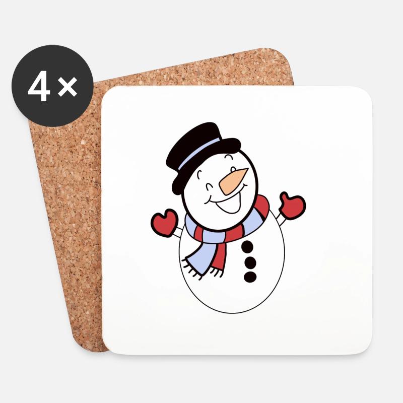 Schneemann Winter Schnee Kalt - Untersetzer (4er-Set) - Weiß