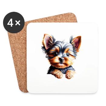 Yorkshire Terrier Chien chiot Propriétaire de chien - Dessous de verre (lot de 4) - blanc - Devant