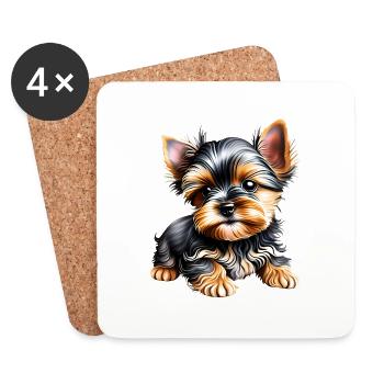 Yorkshire Terrier Puppy Dog Dog Owner - Coasters (set of 4) - white - Front
