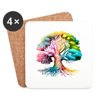 Lebensbaum Keltischer Baum des Lebens Meditation - Untersetzer (4er-Set) - Weiß - Vorne
