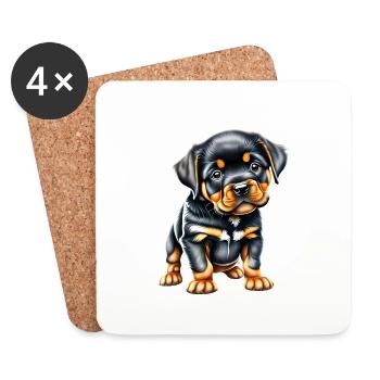 Rottweiler Dog Rottweiler Puppy Dogs Dog Puppy - Coasters (set of 4) - white - Front
