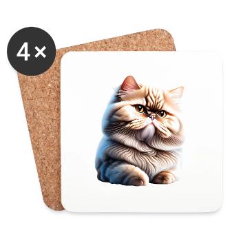 Chat persan, Tomcat, Chat domestique, Chat, Propriétaire de chat - Dessous de verre (lot de 4) - blanc - Devant