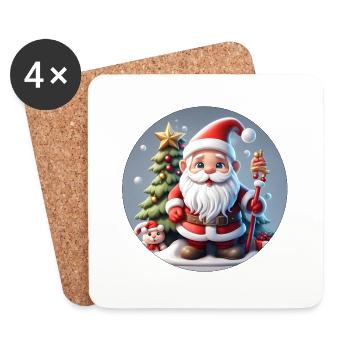 Père Noël / Hiver / Réveillon de Noël / Neige - Dessous de verre (lot de 4) - blanc - Devant