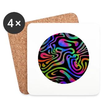 Acid Wave Aesthetic Colors - Coasters (set of 4) - white - Front