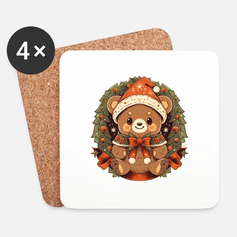 christmas teddy - Untersetzer (4er-Set) - Weiß