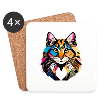 Maine Coon Cat Kitten Cat Owner Male Cat - Coasters (set of 4) - white - Front