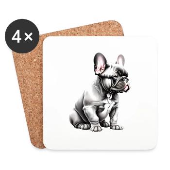 Französische Bulldogge Hundehalter Hund Hunde - Untersetzer (4er-Set) - Weiß - Vorne