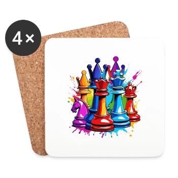 Schach / Figuren / Strategie / Denksport / Nerd - Untersetzer (4er-Set) - Weiß - Vorne