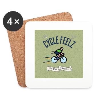 Cycle Feels Fun Bicycle Design - Coasters (set of 4) - white - Front