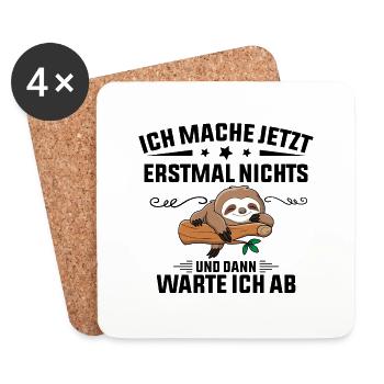 Ich Mache Jetzt Erstmal Nichts Funny Sloth - Untersetzer (4er-Set) - Weiß - Vorne