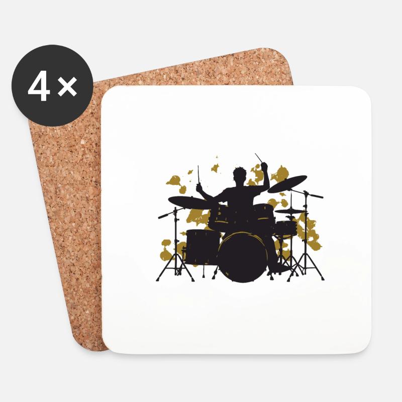 Drums gold - Untersetzer (4er-Set) - Weiß