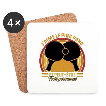 j'aime le Ping Pong et peut être trois personnes - Dessous de verre (lot de 4) - blanc - Devant
