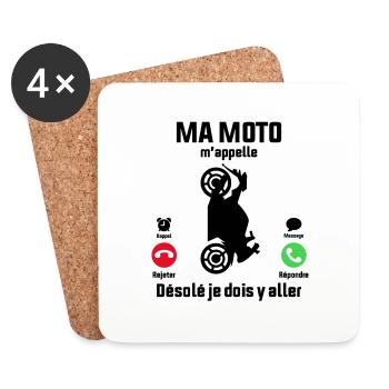 Ma Moto M'appelle désolé Je dois y aller - Dessous de verre (lot de 4) - blanc - Devant