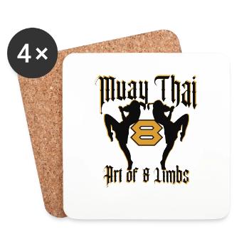 Muay Thai Kickboxen - Untersetzer (4er-Set) - Weiß - Vorne