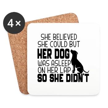 She Believed She Could but Her Dog was Asleep - Coasters (set of 4) - white - Front