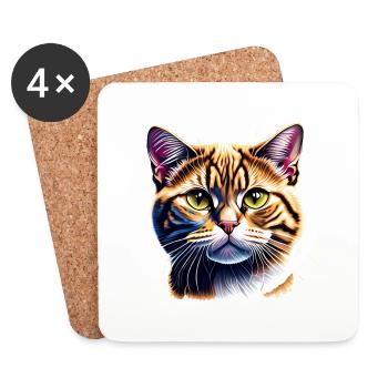 Hauskatze Katze Kätzchen Katzenbesitzer Haustier - Untersetzer (4er-Set) - Weiß - Vorne