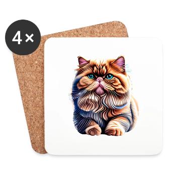 Perserkatze Kater Katze Hauskatze Katzenbesitzer - Untersetzer (4er-Set) - Weiß - Vorne