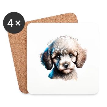 Pudel Hundehalter Pudelwelpe Hundewelpe Hundeliebe - Untersetzer (4er-Set) - Weiß - Vorne