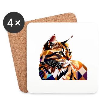 Maine Coon Katzenbesitzer Katze Kätzchen Kater - Untersetzer (4er-Set) - Weiß - Vorne